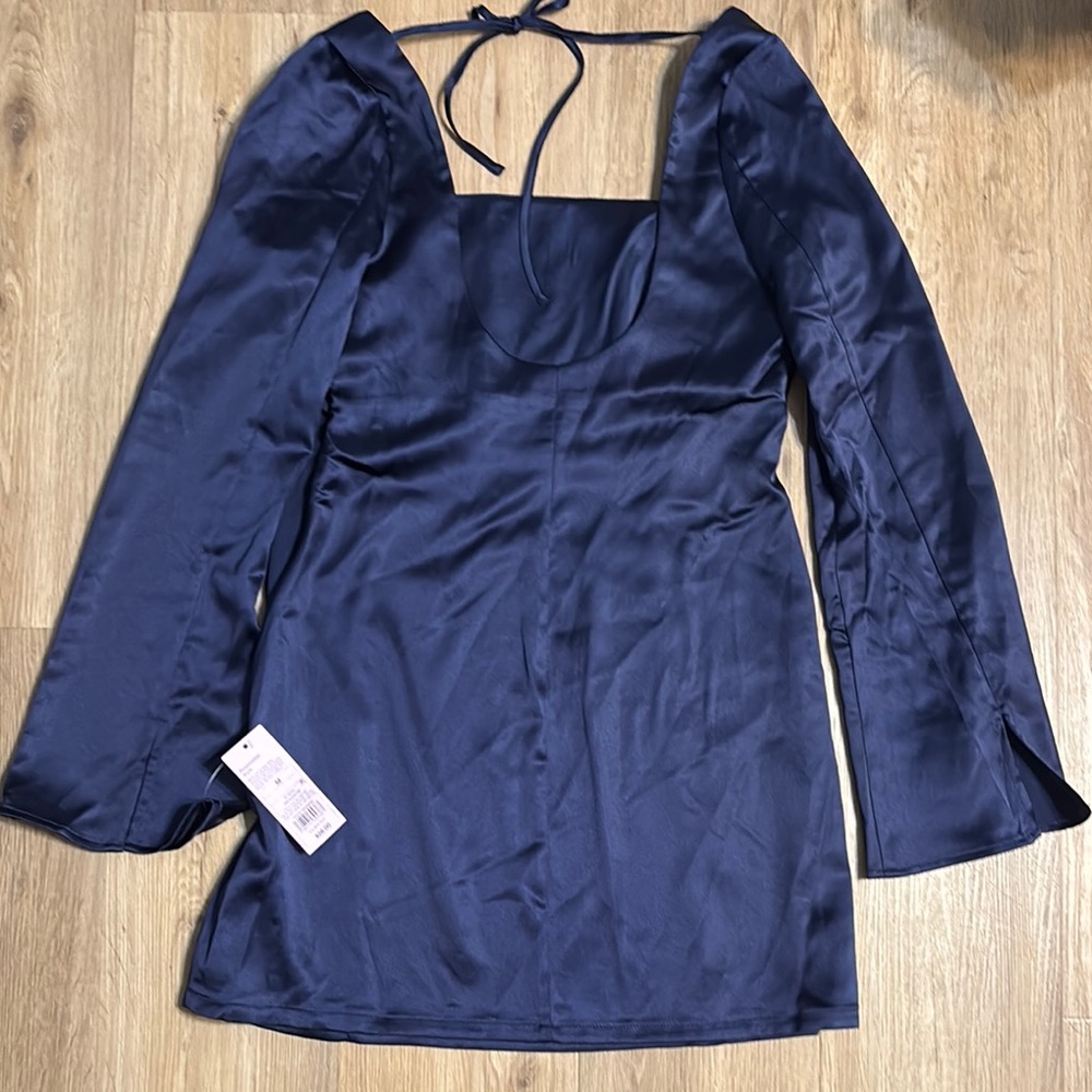 Wild Fable Blue Sheath Dress with Bishop Sleeves